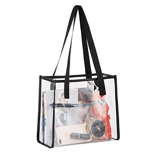 May Tree Clear Tote Bag, Clear Bag Stadium Approved + Clear Purse, Great For Sports Games, Work, Security Travel, Stadium Venues Or Concert (Black) #TOP1