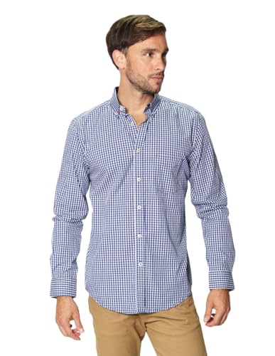 Lista de Camisas Caballero del mes. 42 Bobois - Camisas para Hombre Casuales Vestir Basica Moda Manga Larga Mini Cuadros de Caballero - Color - Azul 1 - Talla - Mediano