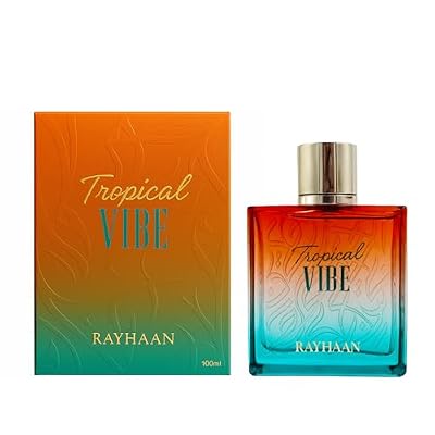 Rayhaan Tropical Vibe Fruity, Floral, Fresh, Woody Eau de Parfum Spray Long-Lasting Fragrance for Everyone, 3.4 Ounce / 100 ml