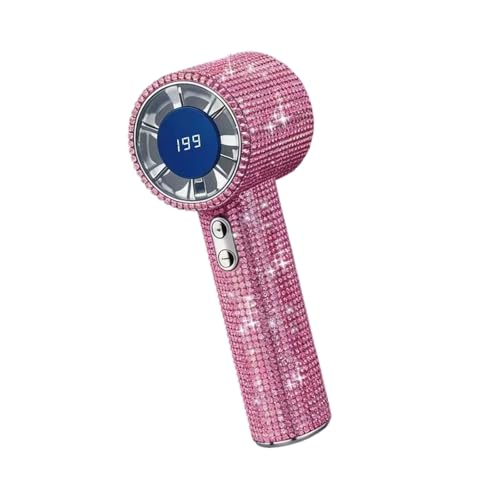NRVTRE Hermoso ventilador de mano adornado con diamantes de imitación, viento fuerte de 7 guías de aire especialmente elaboradas y ventilador inteligente de velocidad ajustable