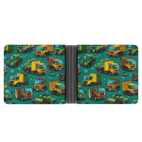 Garbage Truck Busy Day Funny Billfold Wallet Credit Card Holder Slim Passcase Pouch Purse for Men Women