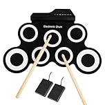 Gr8 Home Electronic Roll Up Drum Set Kit Toy Folding Foldable Digital Mat With 7 Pads Portable Beginners 2 Paddles Sticks Musical Xmas Gift