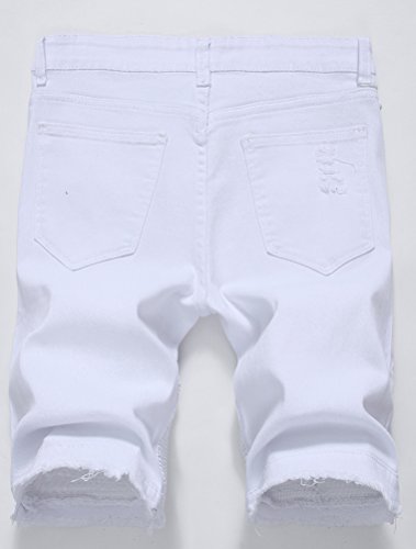 Pasok Men's Casual Denim Shorts Classic Fit Vintage Summer Cotton Jeans Shorts White 38 #TOP3