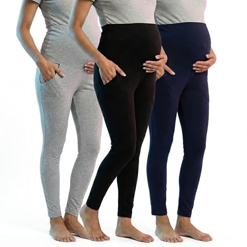 Image of The Mom Store Comfy Maternity Leggings | Comfortable | Soft | Pre and Post Pregnancy | Comfort Stretch Pregnancy Leggings for Women