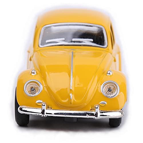 Berry President Classic 1967 Volkswagen Vw Classic Beetle Bug Vintage 1/32 Scale Diecast Metal Pull Back Car Model Toy For Gift/Kids (Yellow) #TOP5
