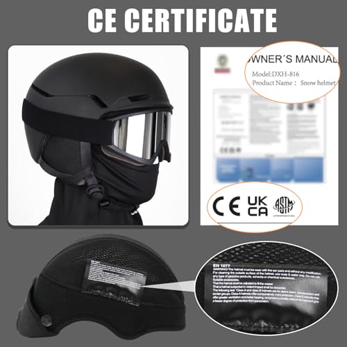 VCOROS Skihelm mit Skibrille Skihelme für Damen und Herren mit Abnehmbare Ohrpolster Atmungsaktiver Stoßdämpfung UV Verstellbarer Snowboard Helm für Skifahren