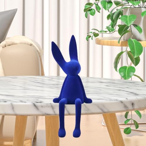 EHJRE Sculpture de lapin assis pour ornement de bureau, Bleu, M – vue 2