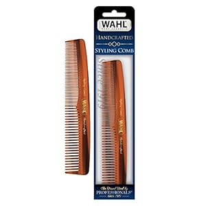 Wahl Beard, Mustache, & Hair Styling Comb for Men’s Grooming – Handcrafted & Hand Cut with Cellulose Acetate – Smooth, Rounded Tapered Teeth – Model 3328
