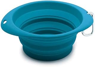 Dog Travel Bowl 26 oz Portable Foldable for Walks Hiking Adventure (Blue)