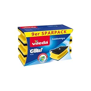 Vileda Glitzi Plus Topfreiniger Schwamm, 9er Pack, Antibac-Effekt, Gründliche Reinigung