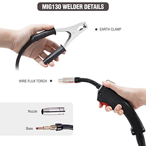 Display4Top Mig Welder, 130A Portable Welding Machine, Flux Core Wire Welder, Mig 130 Automatic Feed Welding Machine Equipment With Mask - 110V #TOP4