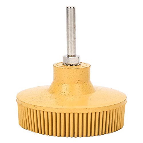Cepillo de disco de tala, Abrasivos Abrasivos eléctrico, cepillo abrasivo de goma esmeril Cepillo de pulido desbarbadora para pulir metal duro(Amarillo)