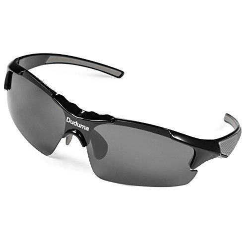 Duduma Polarized Casual Sports Sunglasses for Baseball Cycling Fishing Golf Tr46 Unbreakable Multicolor Frame (Black Frame with Black Lens(Grey Nose pad))