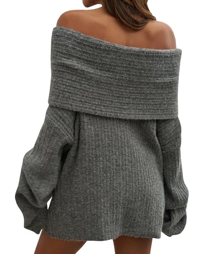 Sexyshine Women's Sexy Off Shoulder Oversized Sweaters Long Sleeve Loose Soft Knitted Pullover Tunic Tops2