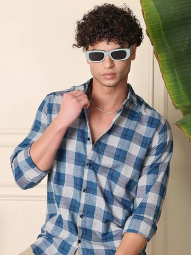 Image of NoseQueen Men's Checked Cotton Shirt | Full Sleeve Regular Fit Casual Shirt for Men | Soft Breathable Checkered Shirt