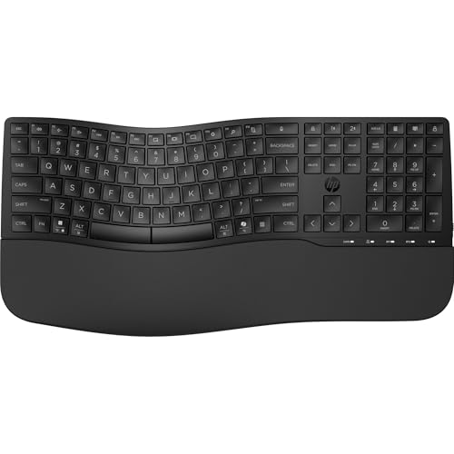 HP 680 Comfort Dual-Mode Keyboard | Adjustable typing angles | Ergonomic shape | Customisable 23 programmable keys Unifying Dongle | Multi-device & OS connectivity | Dedicated MS Copilot Key
