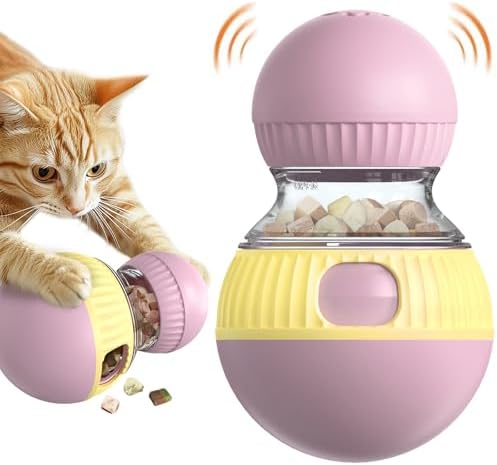 Cat Treat Dispensing Toy Kitten Puzzle Feeder & Food Dispenser Ba...