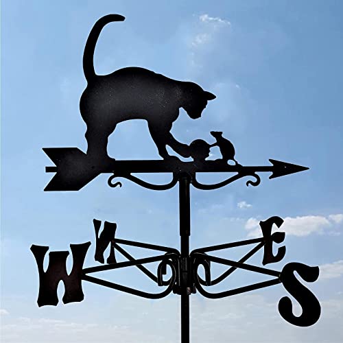 Girouette en métal de mesure précise du vent motif chat et souris
