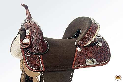 Hilason 16 Inch Western Horse Saddle Treeless Trail Barrel American Leather Mahogany | Horse Saddle | Western Saddle | Treeless Saddle | Barrel Saddle |Adult Saddle #TOP3