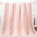 Organic Cotton Patterned Baby Crib Blanket for All Seasons - Warm, Breathable, Super Soft, Thick and Light Weight Quilted Toddler Blanket for Boys and Girls 39''x39'' Large - Pink Wave
