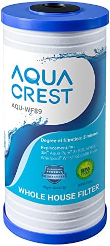 AQUACREST AP810 Whole House Water Filter, Replacement for 3M Aqua-Pure AP810, AP801, AP811, Whirlpool WHKF-GD25BB, WHKF-DWHBB, 5 Micron, 10" x 4.5", Well & Tap Water Filter, Pack of 1