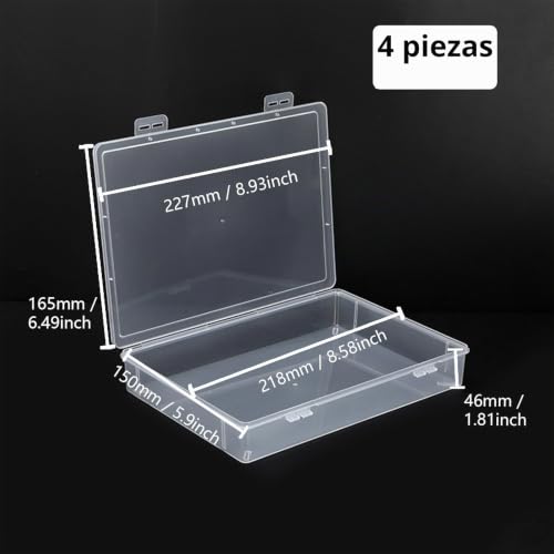 Miniatura 2 de Wyan 4pcs A5 Cajas Almacenaje Plastico, Caja Almacenaje Con Tapa, Cajas Organizadoras, Para El Hogar, Oficina, Escuela Para Almacenar Archivos, Revistas, Joyería, Artículos Pequeños, Piezas Pequeñas