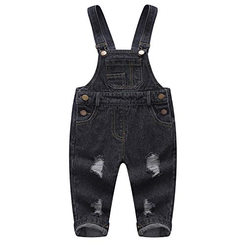Image of KIDSCOOL SPACE Baby Boy Girl Jean Overalls,Toddler Ripped Denim Cute Workwear