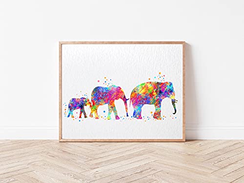Dignovel Studios 8X10 Unframed Elephant Family Of Three Safari Animals Family Watercolor Illustration Art Print Wall Art Poster Home Decor Wall Hanging Birthday N003 #TOP3