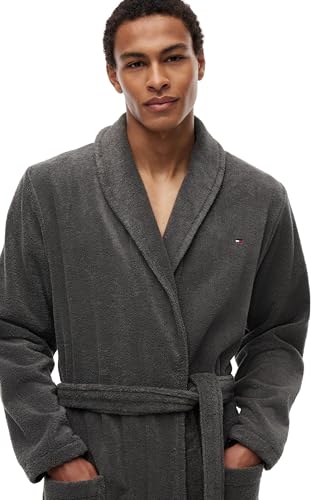 Tommy Hilfiger Hombre Albornoz Algodón, Verde (Magnet), S