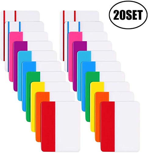 LuLyLu 400 5.1cm Adhesive Tabs, Recordable and Repositionable File Tabs for Book Pages Or Markers, 20 Sets of 10 Colors