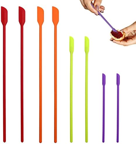 8 PCS Mini Spatulas Silicone Makeup Spatula Small Rubber Beauty Spatula Mini Jar Scraper Set Lotion Stirrer Get Last Drop from Food Bottles Beauty Products (Multicolor)