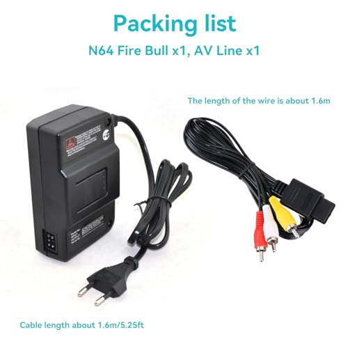 Transformador de Energía N64, Adaptador de CA Fuente de Alimentación Adaptador Convertidor de Video y Audio para Cable de Video AV 100‑240V(EU) - imagen 4