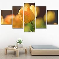 SIGNWIN 5 Panel Canvas Wall Art Modern Art Bohemian Bouquet Colorful Cool Floral Group Multicolor Photography Realism for Home Decorations Ready to Hang - 60