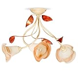 ✔ geschmackvolle romantische florale Deckenleuchte im Landhausstil mit handgefertigten Lampengläsern aus hochwertigem Alabasterglas, perfekt für Esszimmer, Wohnzimmer