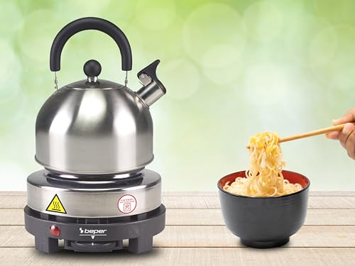 BEPER P101PIA003 Placa caliente eléctrica, Hiero Fundido 500W, 5 Niveles de cocción, Protección contra sobrecalentamiento, Ideal para campistas, segundas residencias, camping, vacaciones o picnic - imagen 4