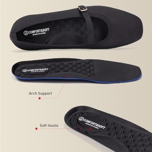 Frank Mully Mary Jane Women Flat Shoes Slip on Square-Toe Washable Shoes Comfortable for Dressy and Work with Ankle Strap Black by Frank Mully - Used condition - Image 6