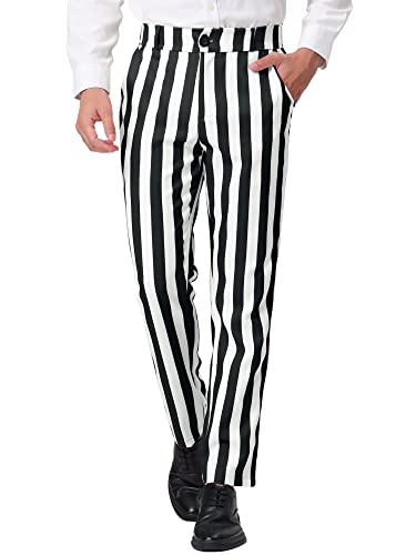 Lars Amadeus Men's Striped Dress Pant Classic Fit Flat Front Business Work Prom Trousers