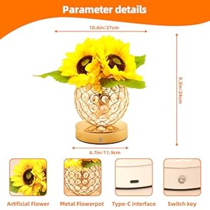 Birthday Gifts for Women,Sunflower Flower Touch Lamp,Rechargeable Cordless 3-Colour Dimming Battery Powered Night Light for Festival,Restaurant,Bedroom,Office Home Decor Gifts for Mom Birthday Gifts for WomenSunflower Flower Touch LampRechargeable Cordless 3 Colour Dimming Battery Powered Night Light for FestivalRestaurantBedroomOffice Home Decor Gifts for Mom