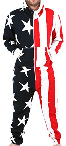 Skylinewears Men's Fashion Onesie Hooded Jumpsuit One Piece non Footed Pajamas UsFull RedBlue XL