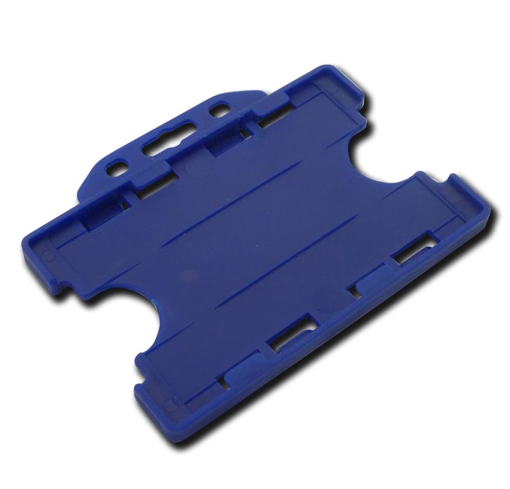 100 x Biodegradable Landscape ID Card Holders | Open-Faced Badge Holder for Identity, Cards, Passes, Badge (Mid Blue)