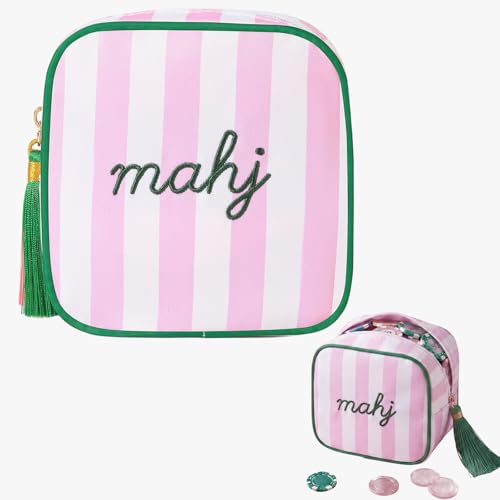 Bolsa para dados Mahjong con bordado MAHJ y protección acolchada