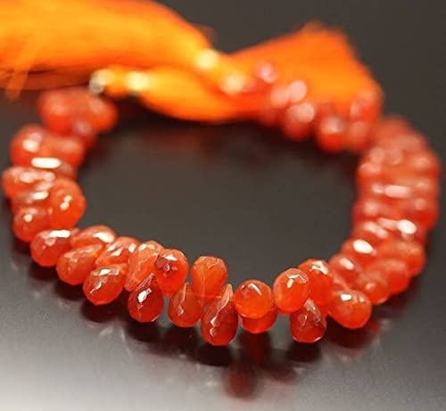 Carnelian perles en goutte facettées orange fanta pour fabriquer des bijoux d'été personnalisés