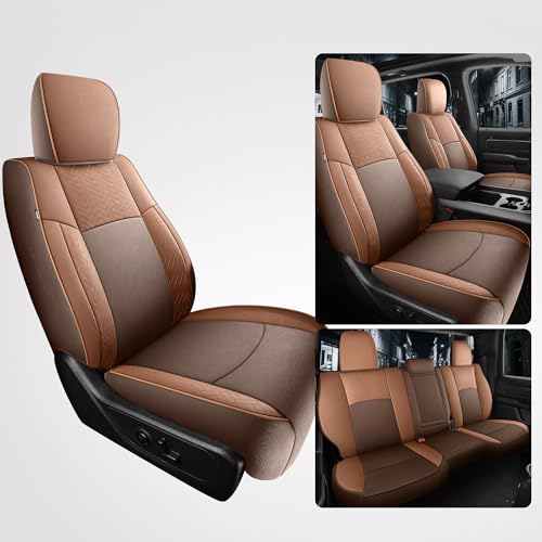 Image of Red Rain Leather Seat Cover Custom Fit Dodge Ram 1500 2011-2018 Crew Cab