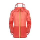 Junchuang Windjacke, Unisex, leicht, wasserdicht, regendicht, schnelltrocknend, für Laufen, Wandern, Angeln Gr. S, Orange