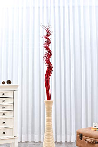 Image of Leewadee Tall Vase Filler, Wavy Palm Leaves - 2 Bunches of Colored Curly Twigs for Floor Vases, Dried Arrangements for for Vintage Or Modern House Decor, 39 inches, Red
