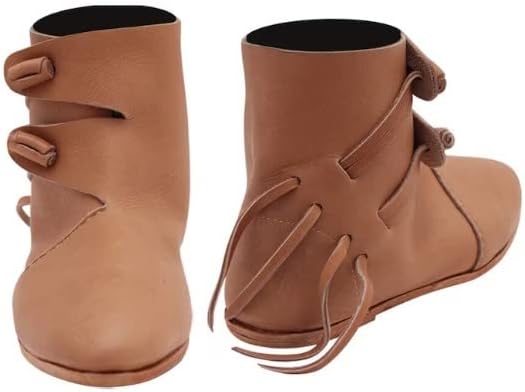 medieval leather Women's Double Toggle Boots Viking Renaissance Medieval Shoes
