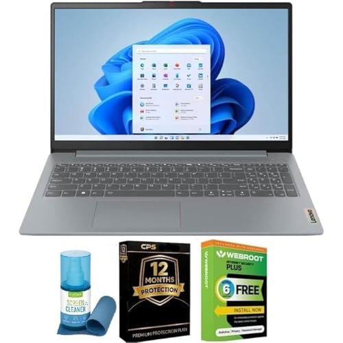 Lenovo IdeaPad Slim 3i Laptop, 15.6 inch FHD Screen, Intel Core 5 120U, 8GB RAM, 256GB SSD Bundle with 12 Month CPS Protection and 6 Month Webroot Antivirus