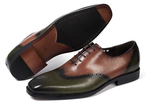 Santimon Mens Oxfords Formal Dress Suit Shoes Men's Fashion Modern Genunie Leather Wingtip Brogues Derby Prom Wedding Business Causal Two Tone Tuxedo Shoes for Men3