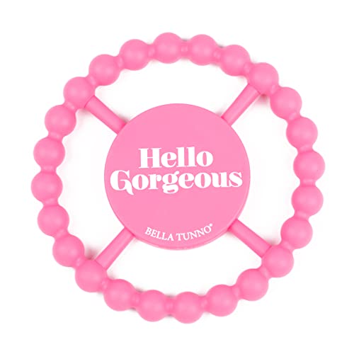 Bella Tunno Happy Teether - Soft &amp; Easy Grip Teething Ring Perfect for Babies and Teething Toys to Help Soothe Gums, Non-Toxic, BPA Free Silicone Teether, Hello Gorgeous