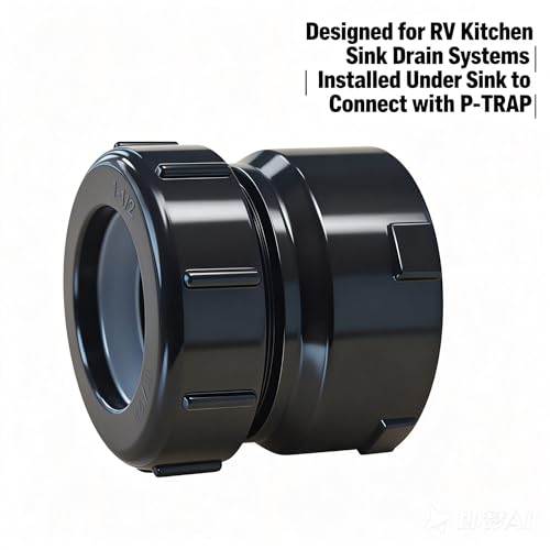 Image of Lesso 1-1 /4 Inch ABS P-Trap Adapter, Black, 2 Pack | SPG x SJ Connection, Plastic Nut & Washer, Leak-Proof, For Sink Drain Plumbing Systems
